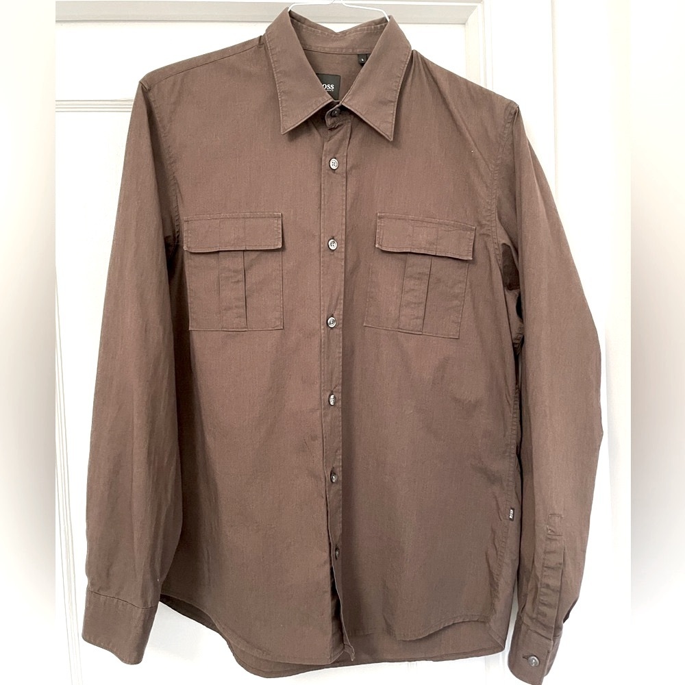 Boss Men’s Dark Brown Fitted Shirt